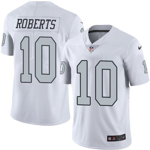 Nike Raiders #10 Seth Roberts White Men's Stitched NFL Limited Rush Jersey - Click Image to Close